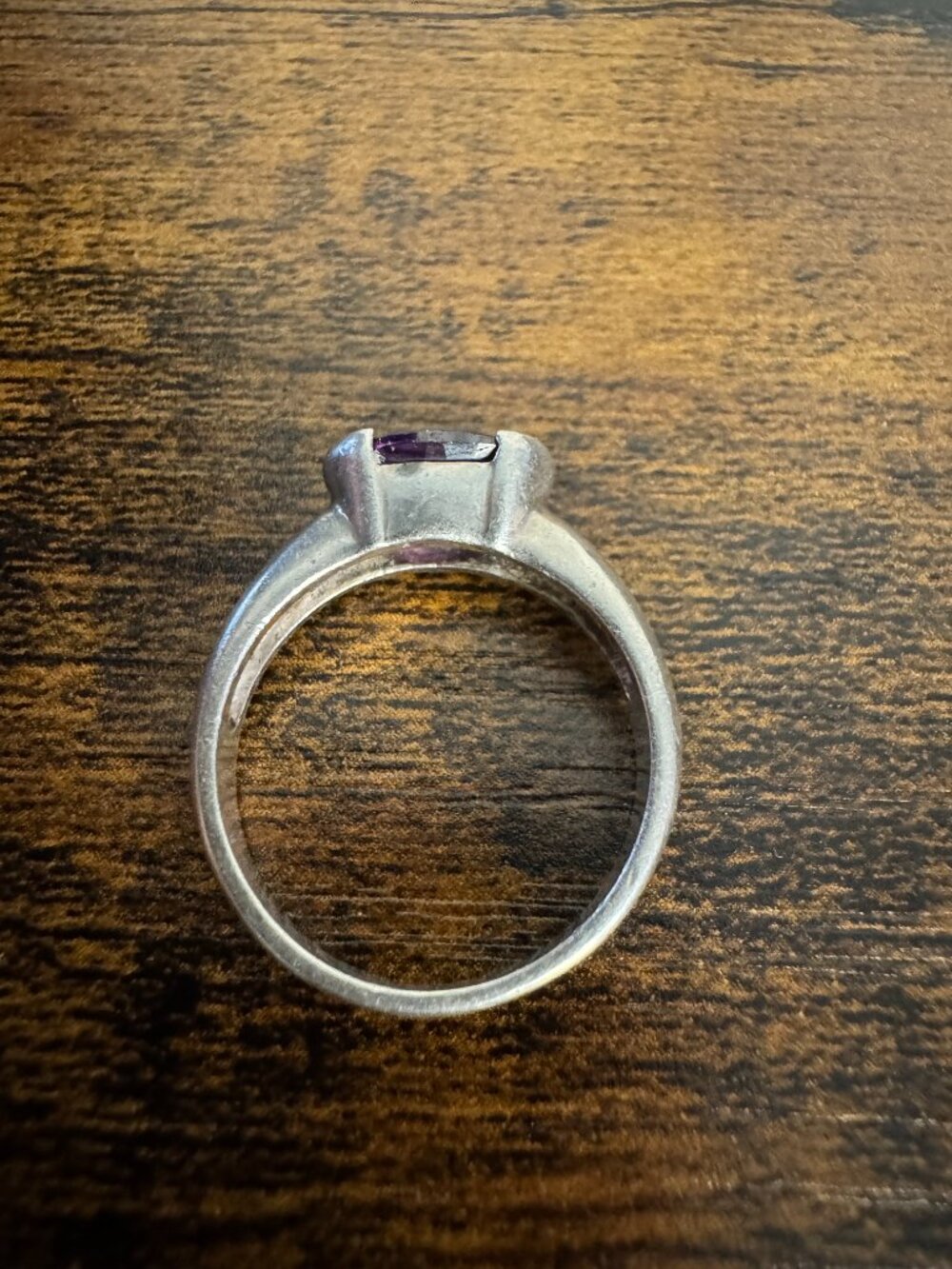925 Amethyst Ring Natural, Sterling Silver, Ring Size 7, Bezel Setting, Vintage - Picture 8 of 9